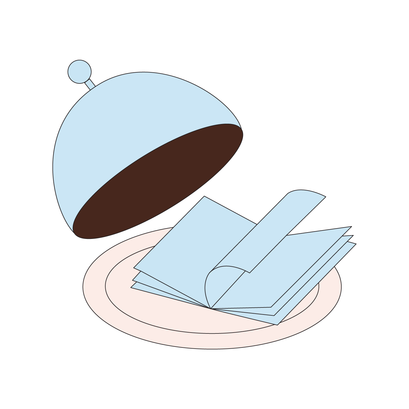 cloche with papers